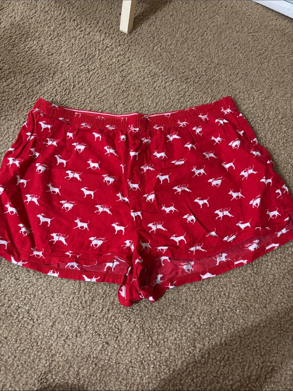 PINK Victoria's Secret Red Dog Print Lounge Shorts